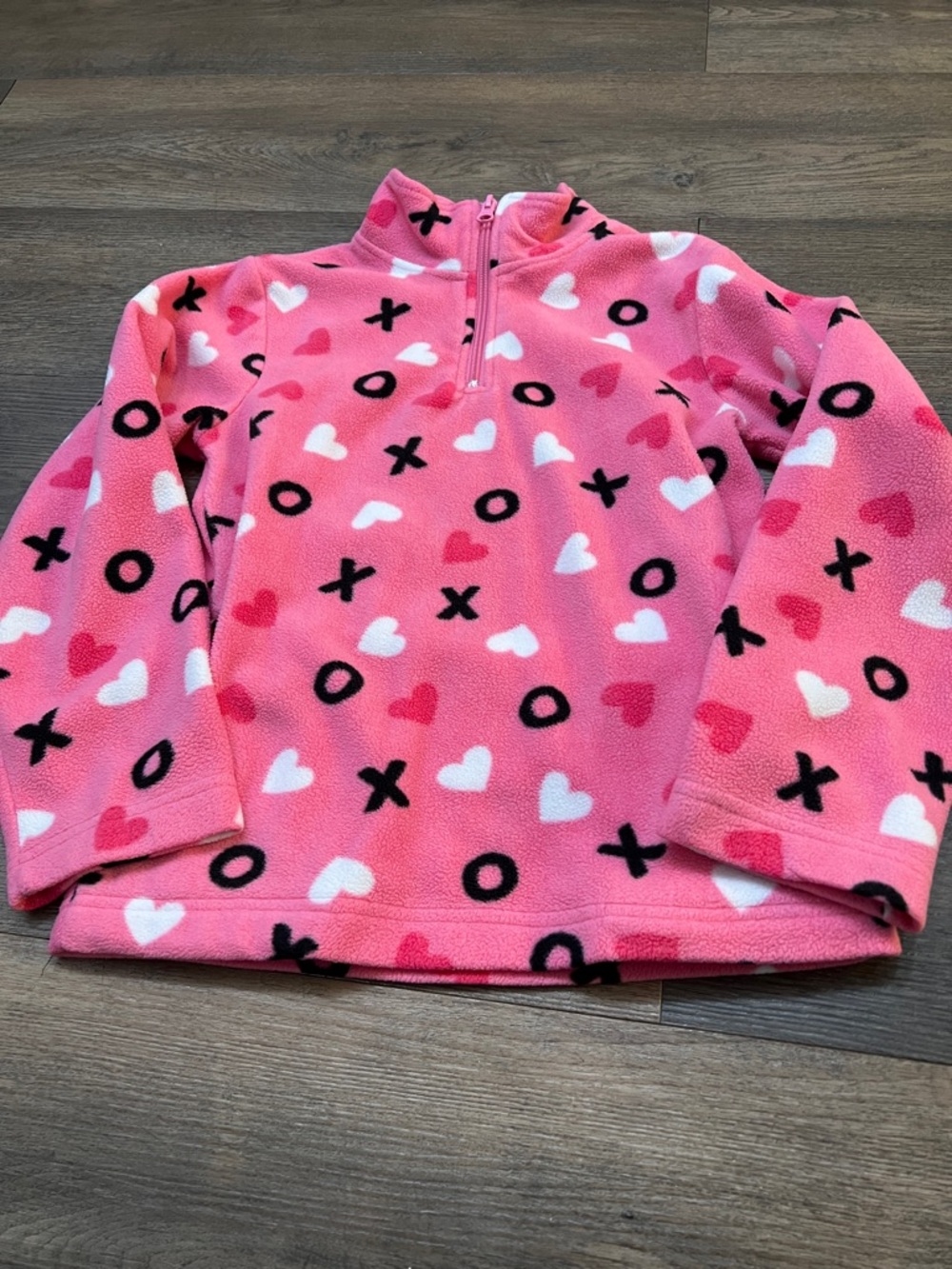 btween Pink Fleece Quarter-Zip Pullover with Hearts & XO